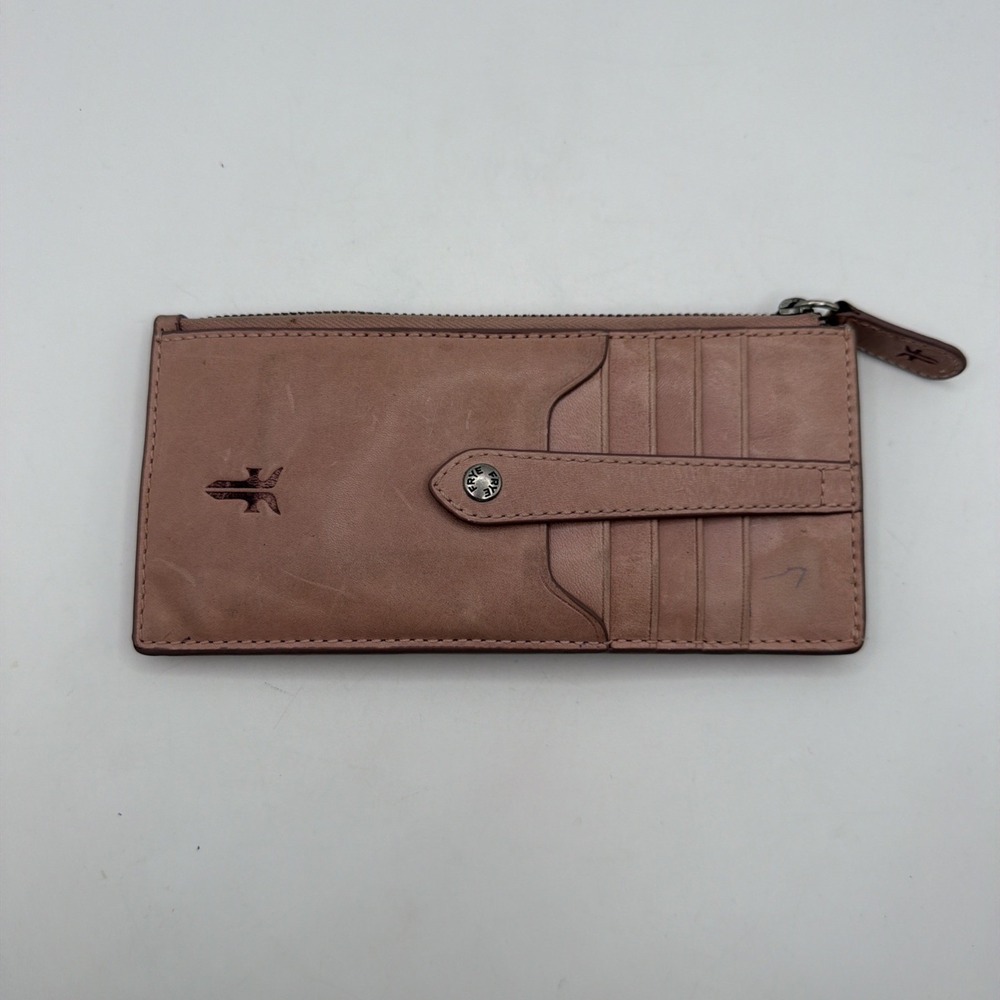 FRYE Melissa Snap Card Wallet Apricot Italian Leather Slim Multi Card Holder